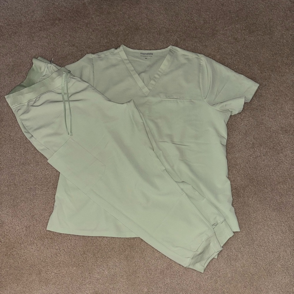 Mandala Light Sage Green V-Neck Top